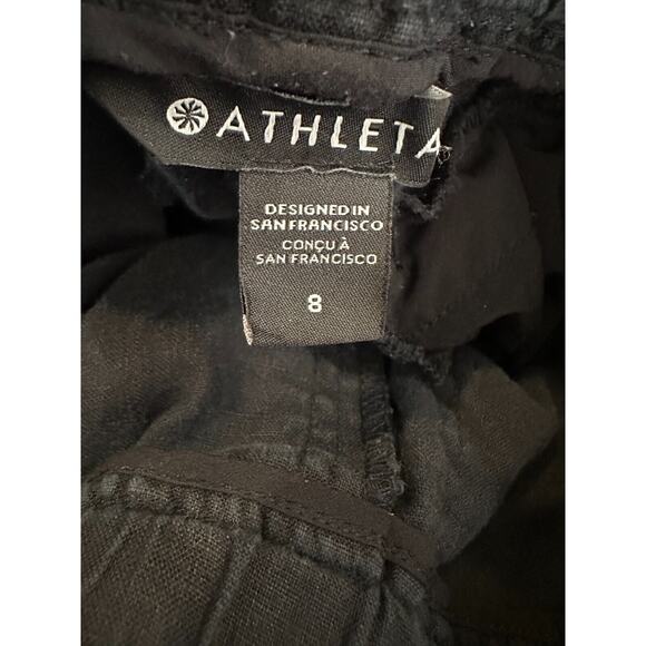 Athleta Cabo Linen Jogger Pant Faded Black Zip Pocket Pants Women's Size 8 - Picture 8 of 13